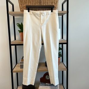 Banana Republic Mid-Rise Ivory Jacquard Dress Pant Trouser, 8
